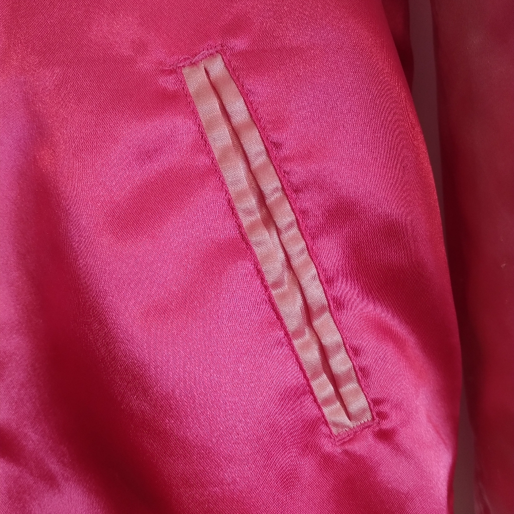 Minnie Mouse Girls Jacket Pink Coat Size 9 10 Satin Bomber Varsity Embroidered - Picture 9 of 13